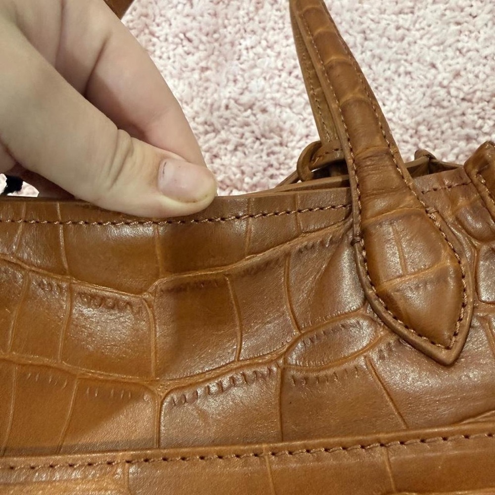 Hammitt Croc-Embossed Leather Tote in Cognac Brown